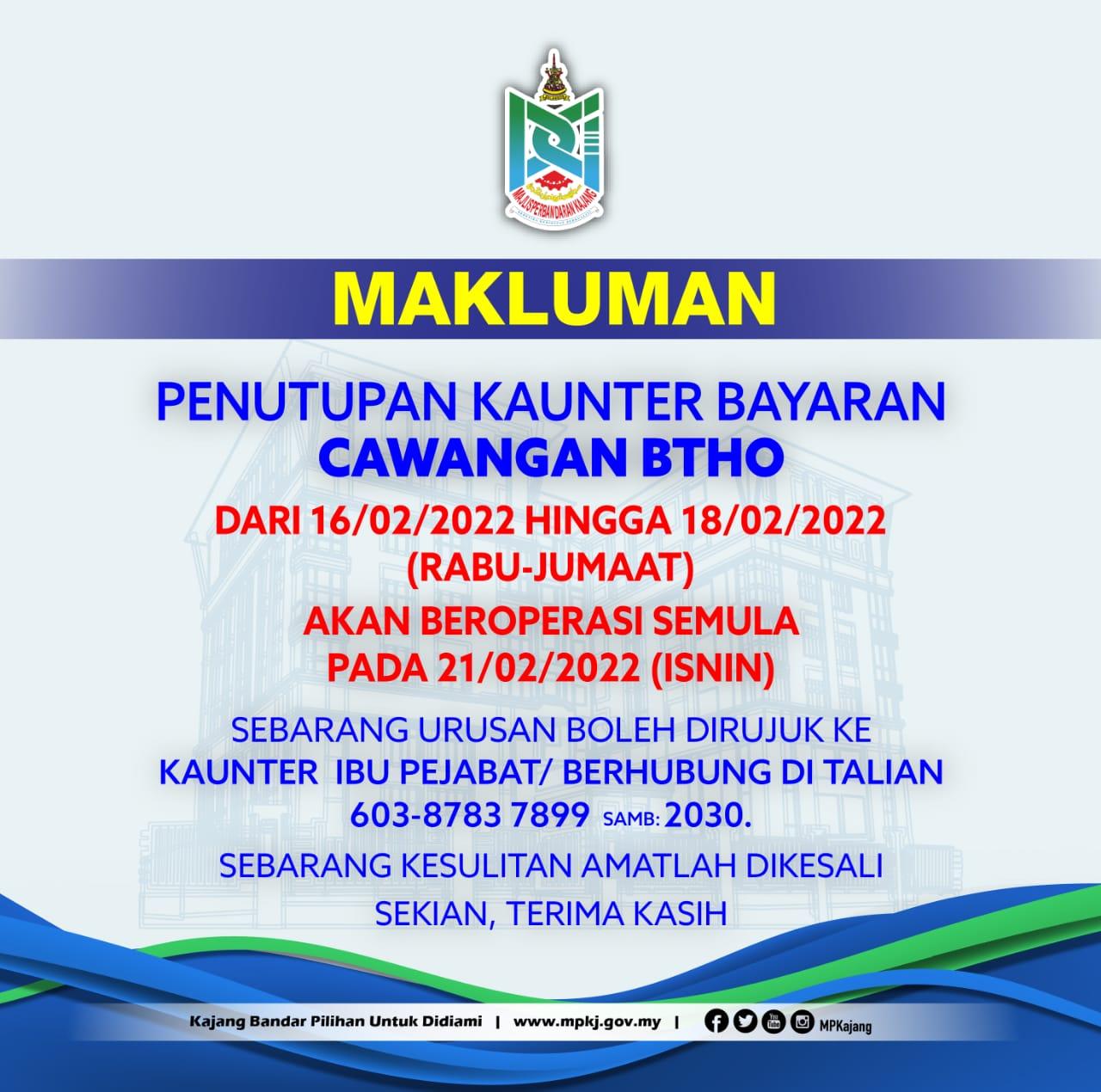 penutupan kaunter cawangan 2022